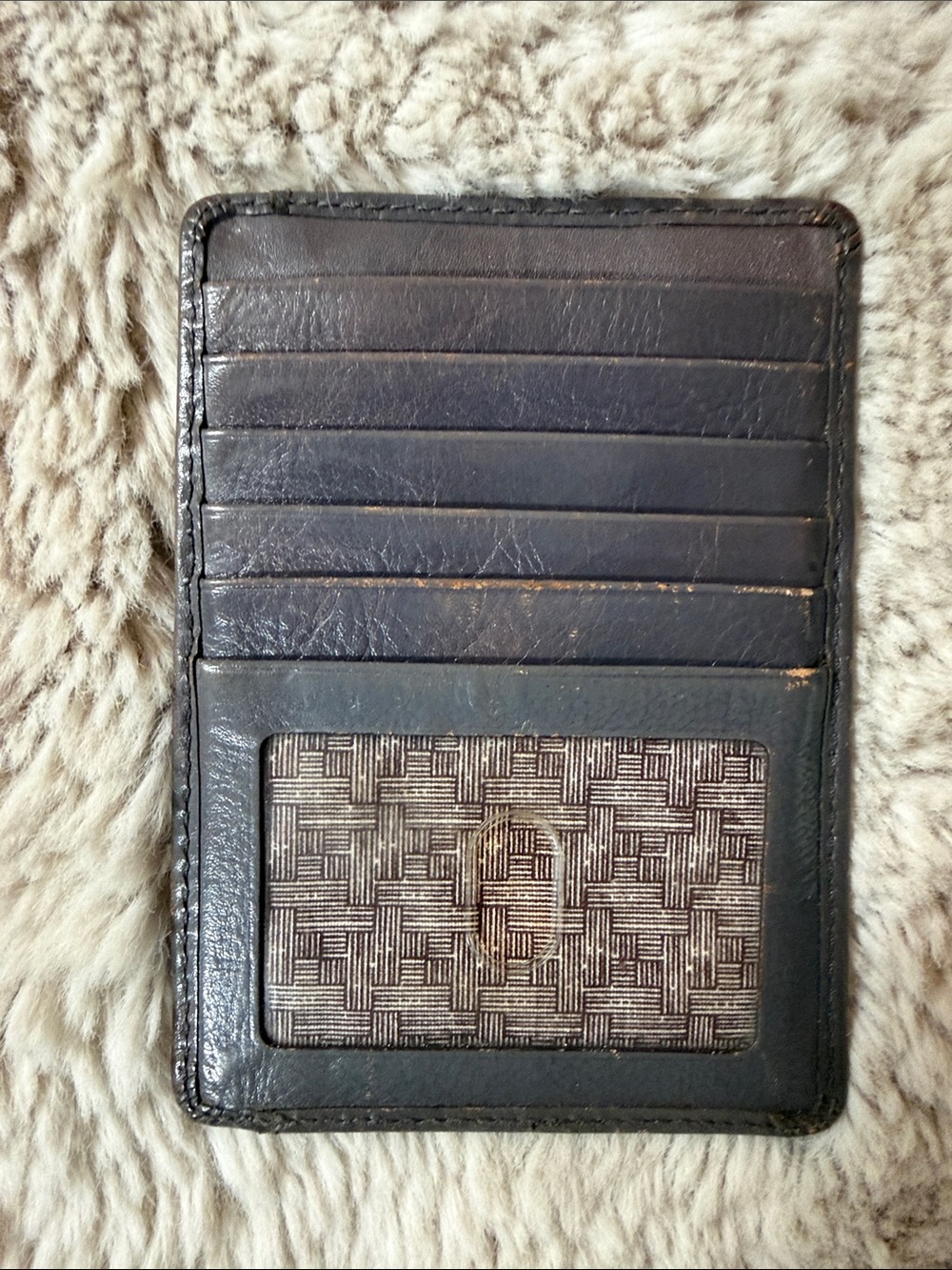 HOBO Black Leather Card & ID Holder with Patterned ID Window